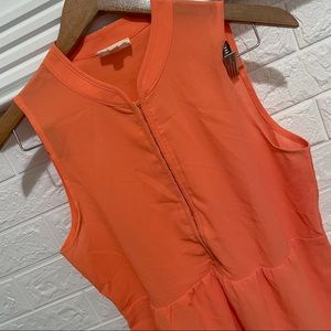 Everly Orange Peach Peplum Sleeveless Blouse